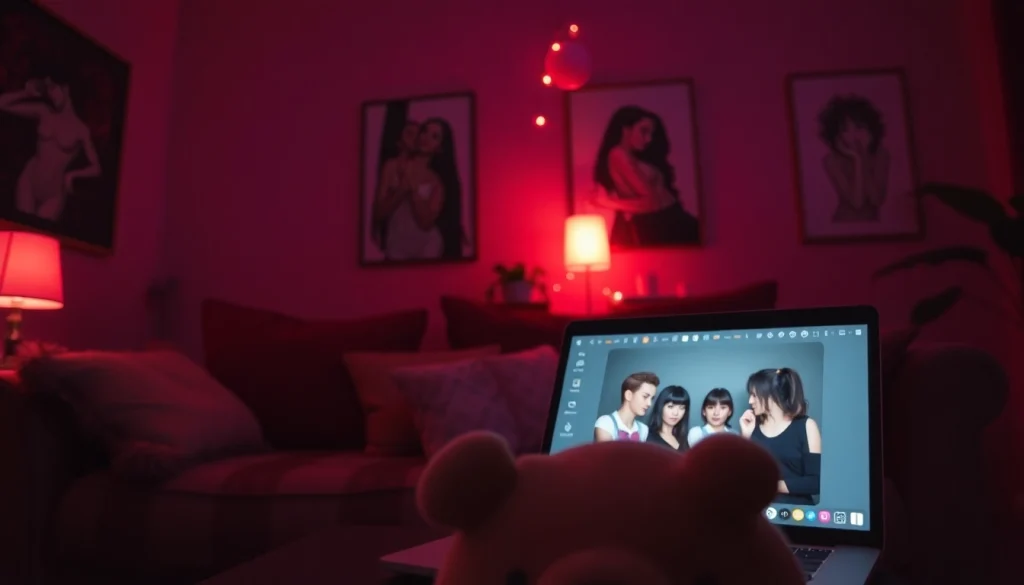 Engaging NSFW roleplay scene with cozy settings and intimate lighting.