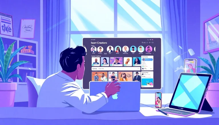 Tools to search OnlyFans creators showcased in a vibrant digital environment.