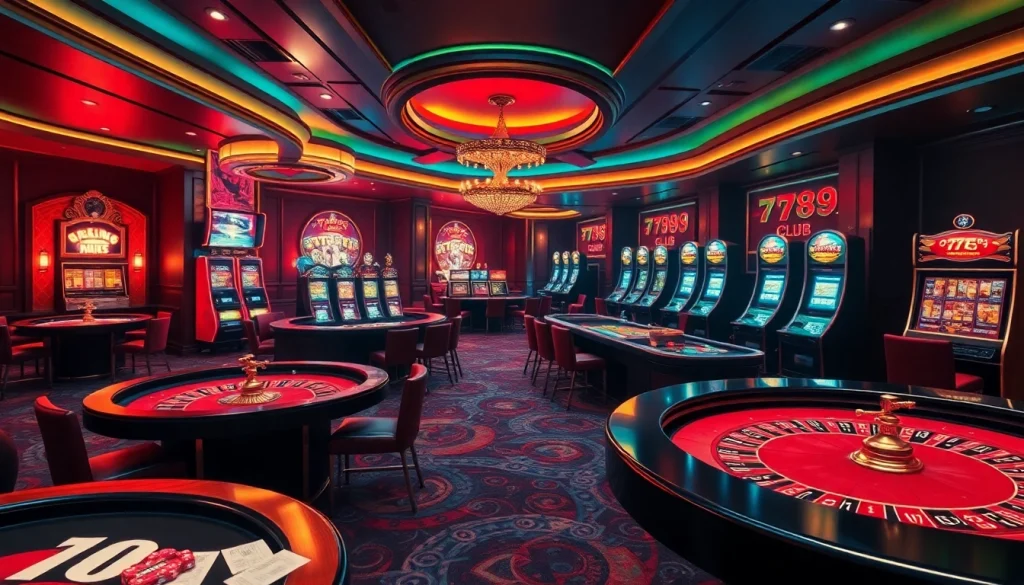 Experience excitement at the 789 club with vibrant slot machines and a luxurious casino atmosphere.