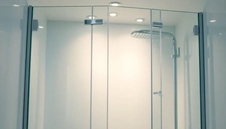 Cabine de douche complete avec design moderne dans une salle de bain lumineuse.