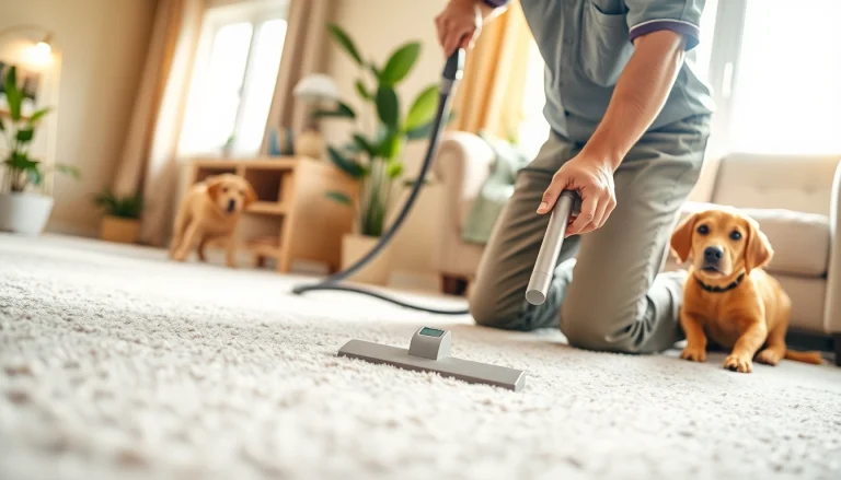 Scene showcasing pet odor carpet cleaning in a cozy living room environment.