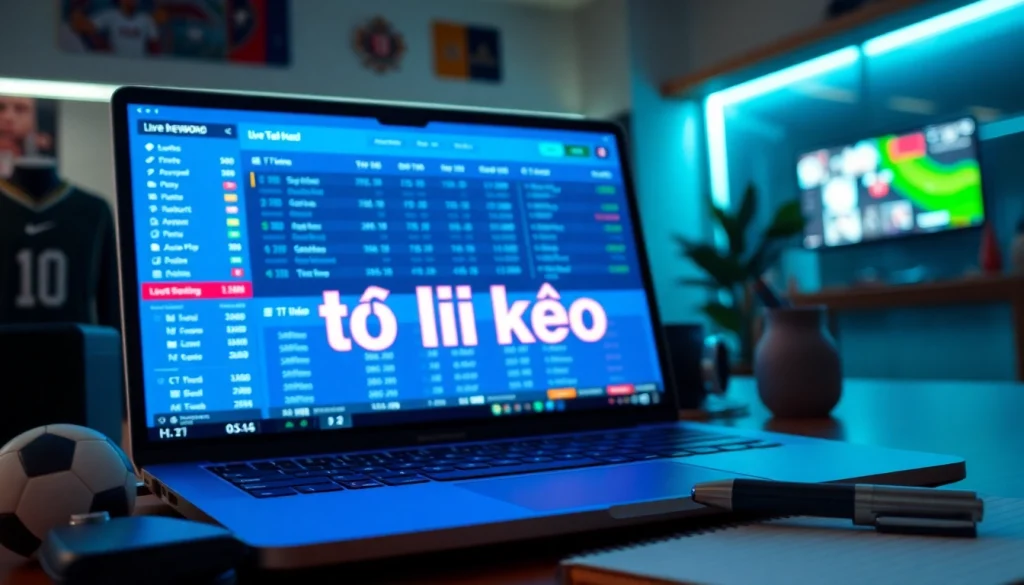 Tỷ lệ kèo displayed on a sleek betting interface in a vibrant sports betting environment.