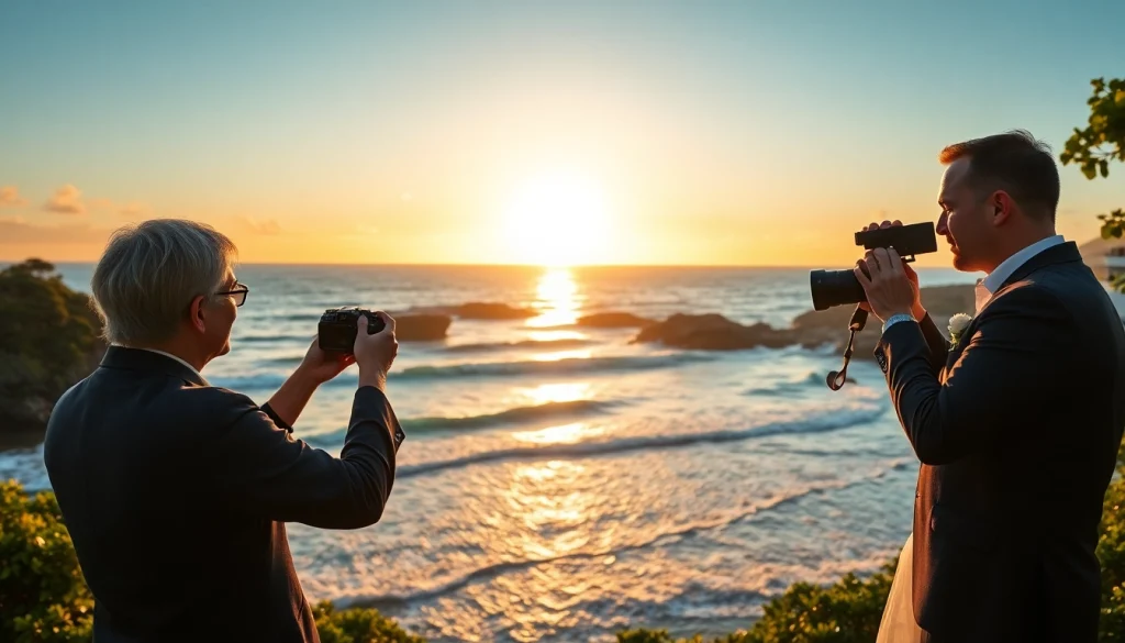 Destination photographer capturing unforgettable moments during a stunning coastal wedding.