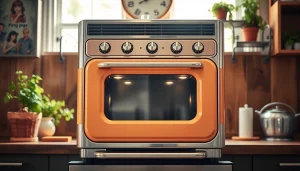 Stylish Retro Oven in a beautifully designed kitchen showcasing vintage charm.