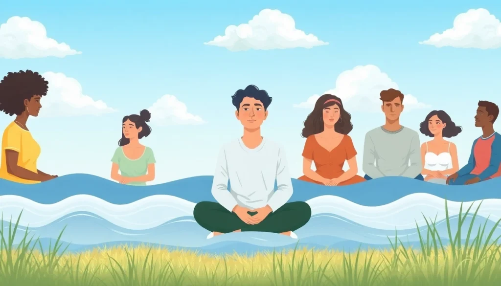 Anxiety symptoms experienced by individuals in a serene setting, highlighting tranquility and calm.