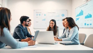 Engaged team discussing competitive intelligence faqs in a modern office.