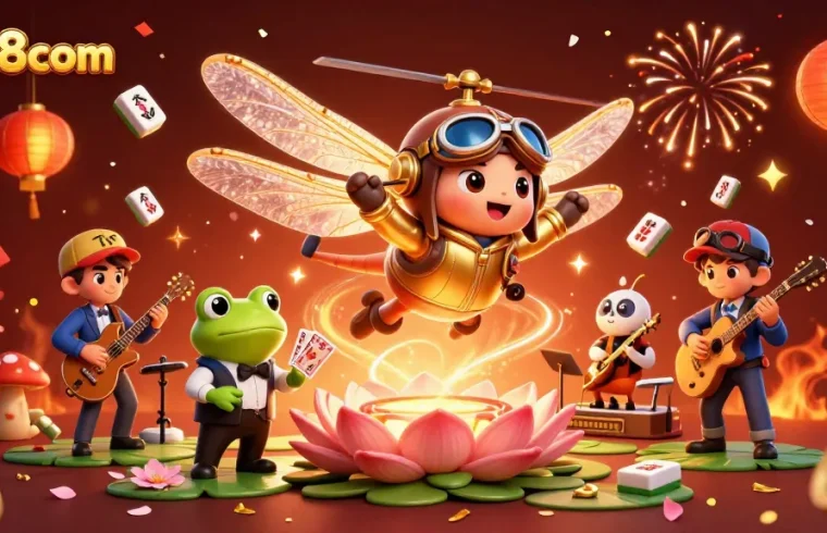 Join the fun at gg88com with lively casino action featuring a dragonfly pilot and frog dealer.